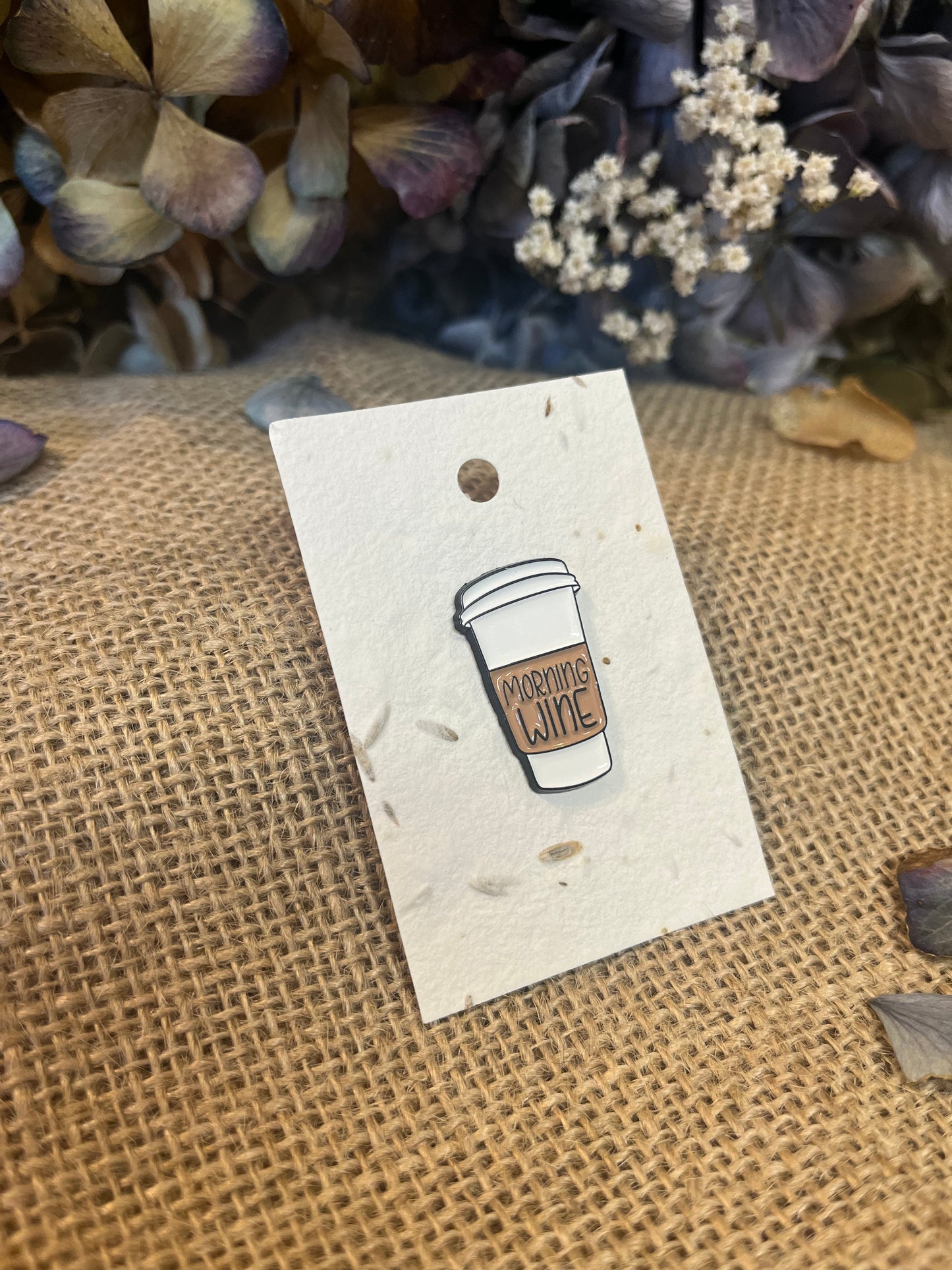 Enamel Pin - Morning WineEnamel Pin / BadgeEnamel Pin - Morning WinePlayful, and bold enamel pins with personality.
Enamel pins displayed on plantable wildflower seed paper – a thoughtful gift that grows!
For more details on our pinsScribe & GrowScribe & GrowEnamel Pin - Morning Wine