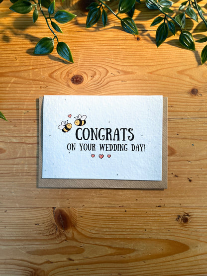 Paper Seed Card - Congrats On Your Wedding DayPaper Seed Card - Congrats On Your Wedding Day"Handmade, packed full of bee friendly flower seeds and made from 100% Pre-consumer recycled cotton"
Our seed paper cards are made here at Scribe and Grow using seedScribe & GrowScribe & GrowPaper Seed Card - Congrats