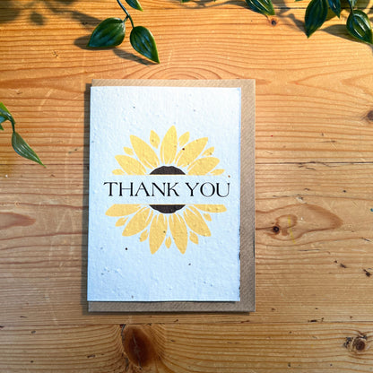 Paper Seed Card - Thank you SunflowerPaper Seed Card - Thank you Sunflower"Handmade, packed full of bee friendly flower seeds and made from 100% Pre-consumer recycled cotton"
Our seed paper cards are made here at Scribe and Grow using seedScribe & GrowScribe & GrowPaper Seed Card -