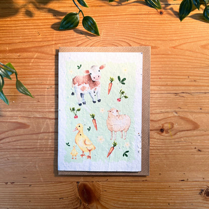 Paper Seed Card - Farm AnimalsPaper Seed Card - Farm Animals"Handmade, packed full of bee friendly flower seeds and made from 100% Pre-consumer recycled cotton"
Our seed paper cards are made here at Scribe and Grow using seedScribe & GrowScribe & GrowPaper Seed Card - Farm Animals