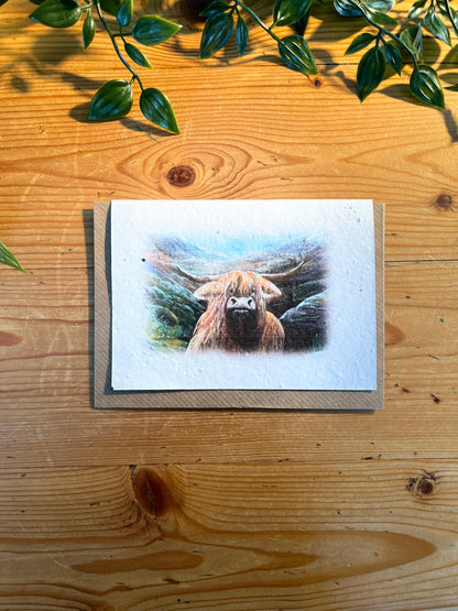 Paper Seed Card - Highland Cow by Trevor SavagePaper Seed Card - Highland Cow by Trevor Savage"Handmade, packed full of bee friendly flower seeds and made from 100% Pre-consumer recycled cotton"
Our seed paper cards are made here at Scribe and Grow using seedScribe & GrowScribe & GrowPaper Seed Card - Highland Cow