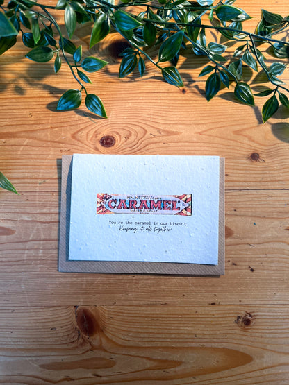 Paper Seed Card - Caramel BiscuitPaper Seed Card - Caramel Biscuit"Handmade, packed full of bee friendly flower seeds and made from 100% Pre-consumer recycled cotton"
Our seed paper cards are made here at Scribe and Grow using seedScribe & GrowScribe & GrowPaper Seed Card - Caramel Biscuit