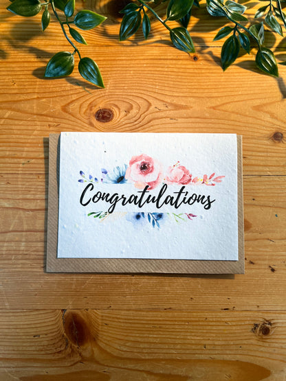 Paper Seed Card - CongratulationsPaper Seed Card - Congratulations"Handmade, packed full of bee friendly flower seeds and made from 100% Pre-consumer recycled cotton"
Our seed paper cards are made here at Scribe and Grow using seedScribe & GrowScribe & GrowPaper Seed Card - Congratulations