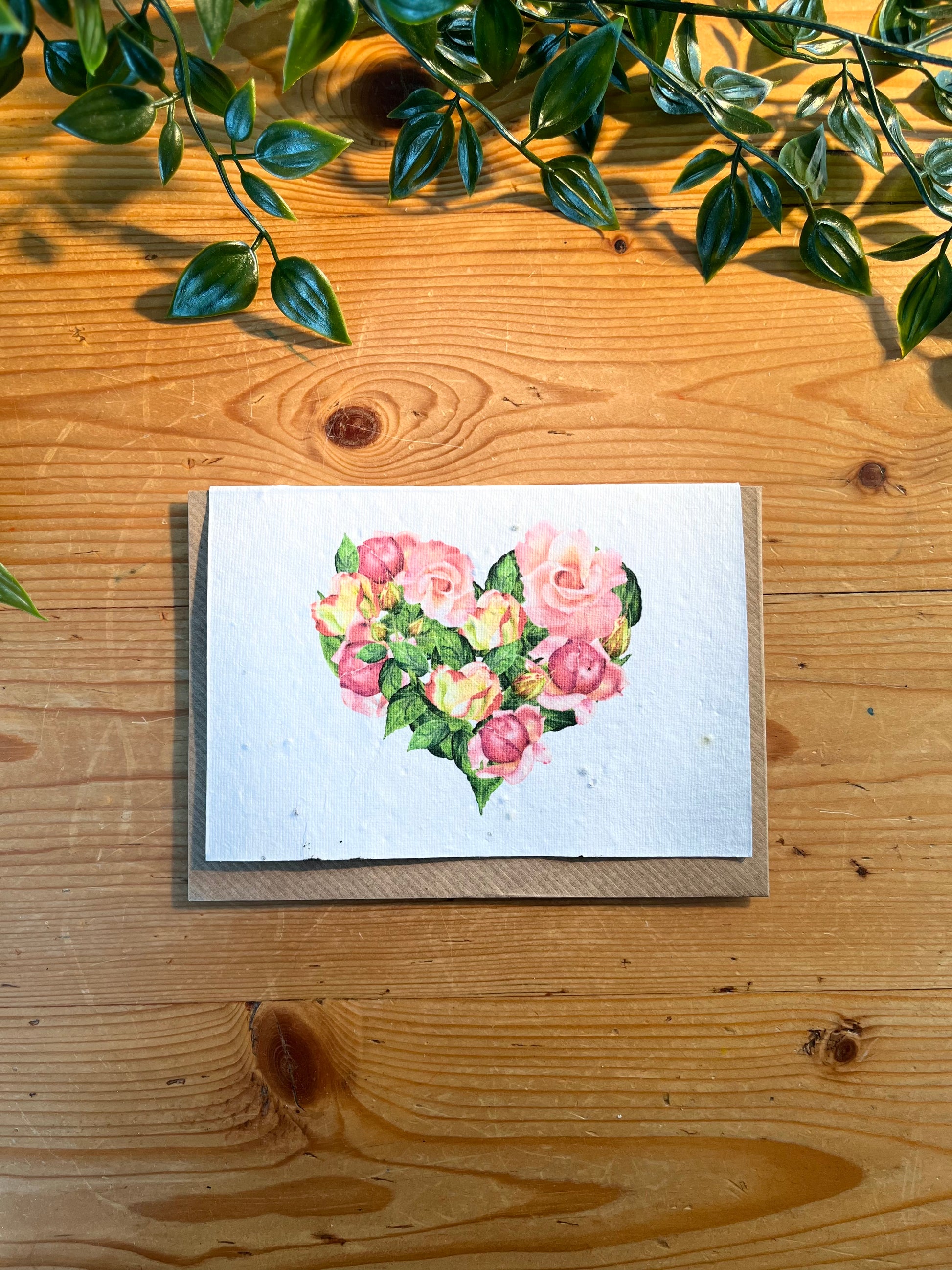 flower seed paper cards Pink Heart Flowers