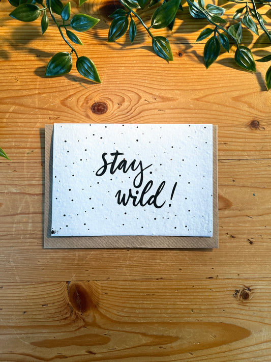 Paper Seed Card - Stay WildPaper Seed Card - Stay Wild"Handmade, packed full of bee friendly flower seeds and made from 100% Pre-consumer recycled cotton"
Our seed paper cards are made here at Scribe and Grow using seedScribe & GrowScribe & GrowPaper Seed Card - Stay Wild