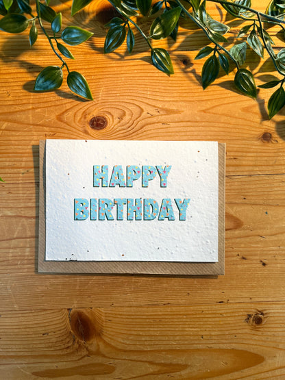 Paper Seed Card - Happy Birthday ConfettiPaper Seed Card - Happy Birthday Confetti"Handmade, packed full of bee friendly flower seeds and made from 100% Pre-consumer recycled cotton"
Our seed paper cards are made here at Scribe and Grow using seedScribe & GrowScribe & GrowPaper Seed Card - Happy Birthday Confetti