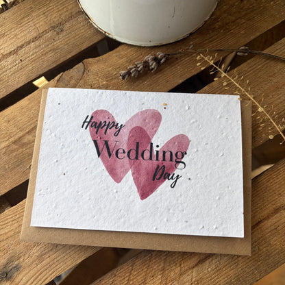 Happy Wedding Day Heart - Plantable Seed Card