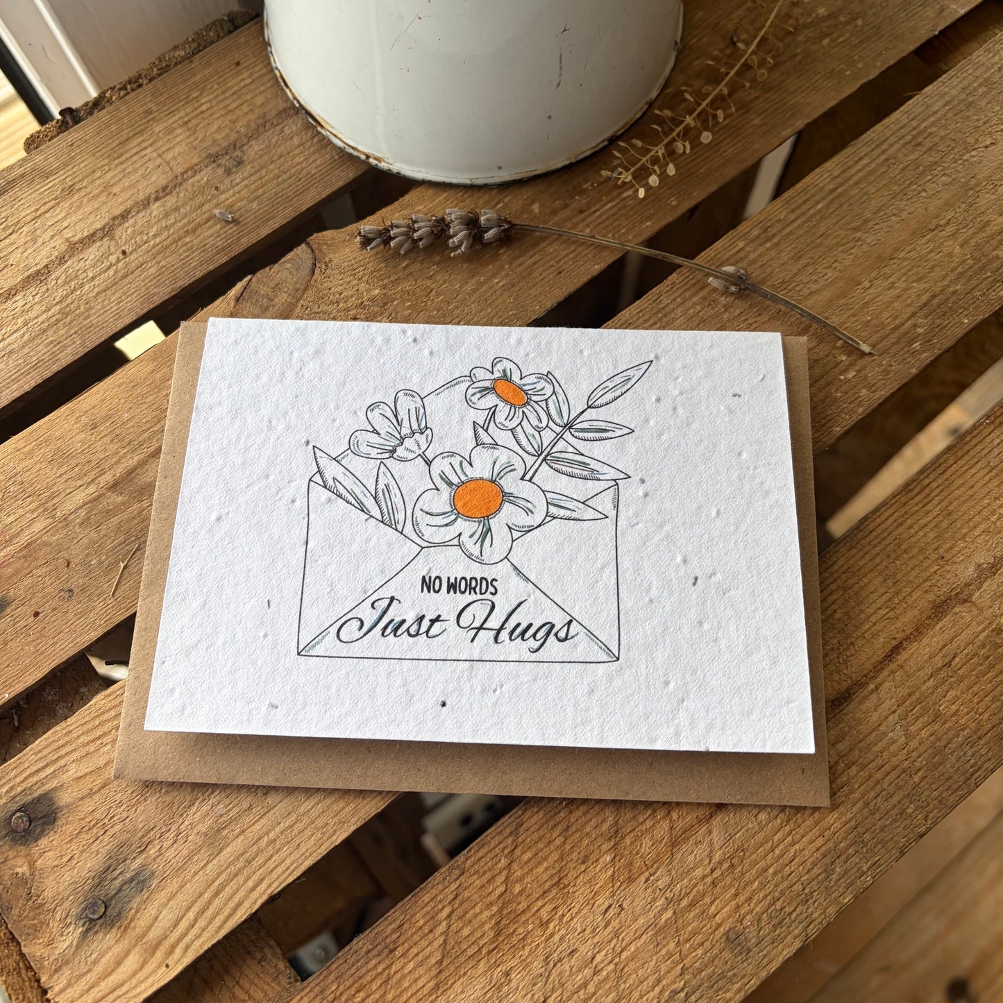 No words just hugs envelope -  Plantable Seed Card