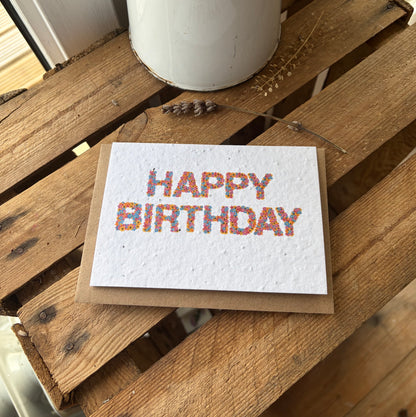 Floral Happy Birthday -  Plantable Seed Card