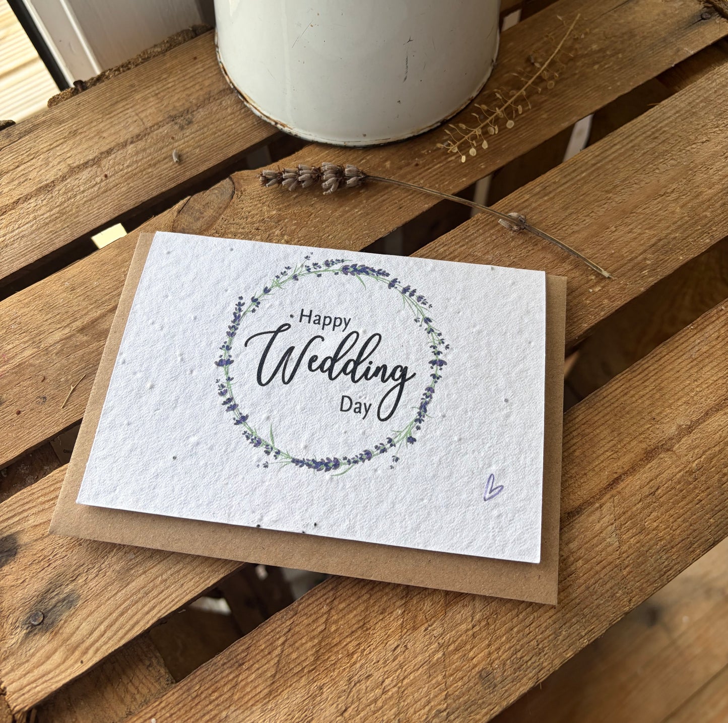 Wedding lavender wreath-  Plantable Seed Card
