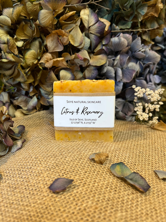 Skye Natural Skincare Soap - Citrus & RosemaryBar SoapSkye Natural Skincare Soap - Citrus & RosemaryA lovely soft, smooth scent inspired by and made with sloe berries &amp; scottish brambles.
A luxurious soap, made in small batches using shea butter, olive &amp; coScribe & GrowScribe & GrowSkye Natural Skincare Soap - Citrus & Rosemary