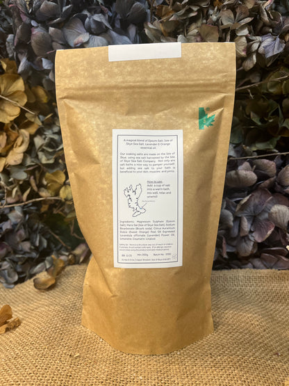 Skye Natural Skincare Bath Salts - CalmBath SaltsSkye Natural Skincare Bath Salts - CalmA magical blend of Epsom Salt, Isle of Skye Sea Salt, Lavender &amp; Orange essential oil
Our soaking salts are made on the Isle of Skye, using sea salt harvested byScribe & GrowScribe & GrowSkye Natural Skincare Bath Salts - Calm