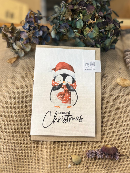 Merry Christmas Penguin - Plantable Seed Card